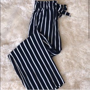 H&M striped high waisted tie pant